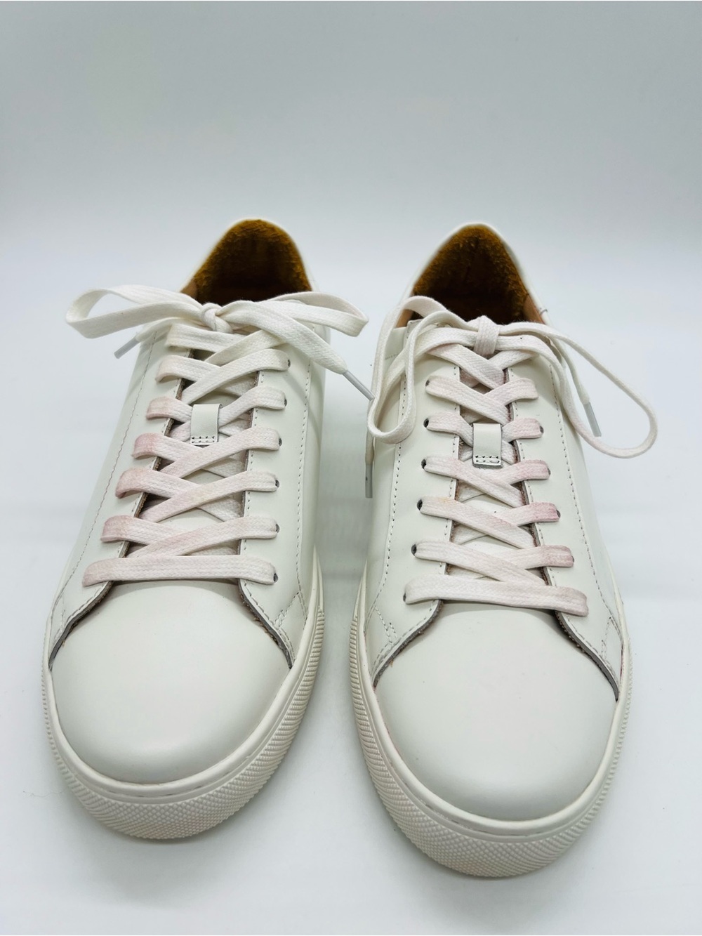 Quince Women’s White Everyday Leather Sneakers with Pale Pink Laces Size 10 - Picture 8 of 12